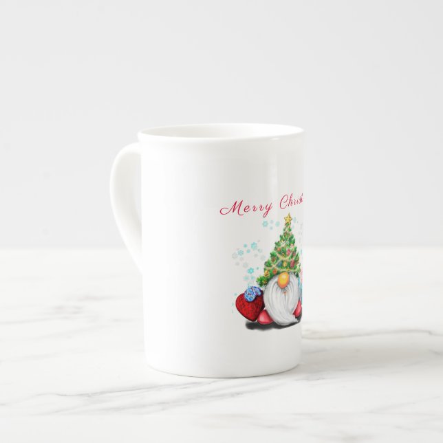 Gnome with Christmas Tree Hat Mug Gift (Front Left)