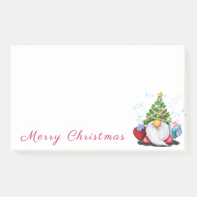 Gnome with Christmas Tree Hat Post it Notes Funny (Front)