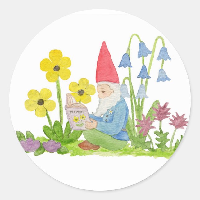 Gnome with Flowers sticker (Front)
