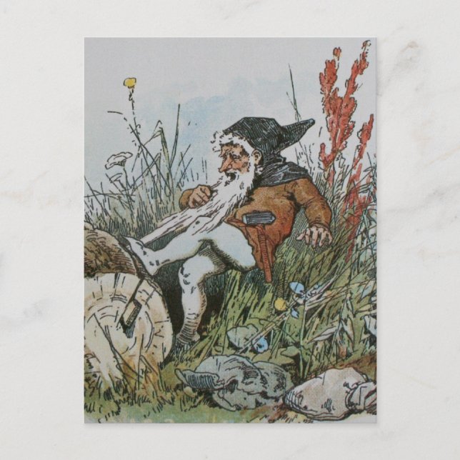 Gnome with His Beard Caught on a Log Postcard (Front)
