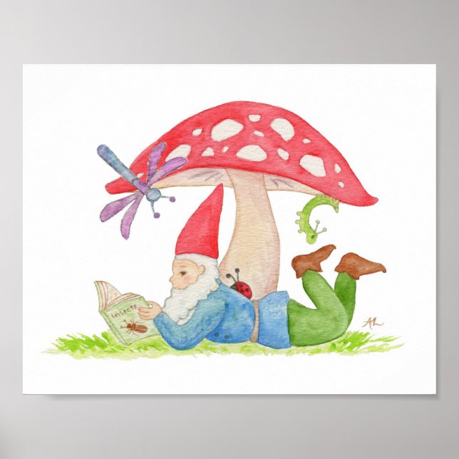 Gnome with Insect Book art print (Front)