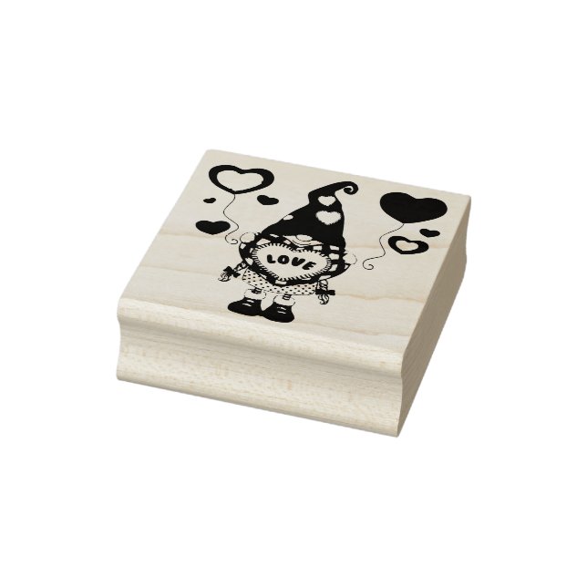 Gnome with Love Banner Rubber Stamp (Stamp)