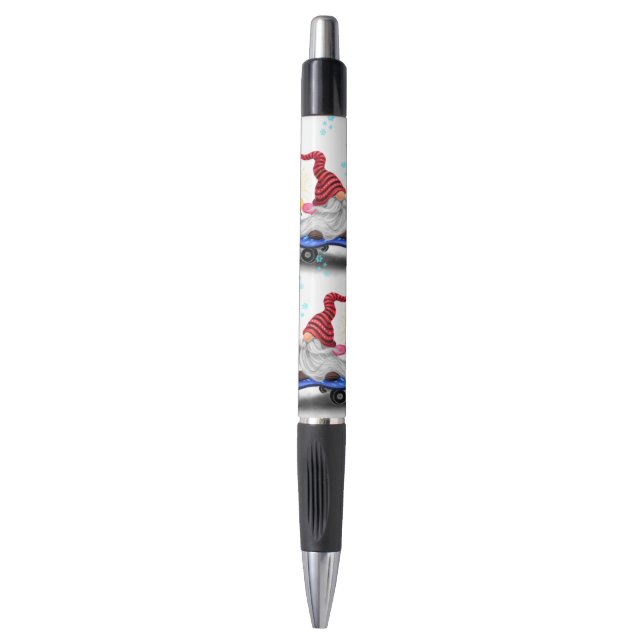 Gnome with Skateboard Christmas Pen (Front Vertical)