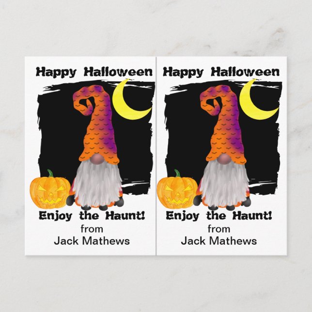 Gnome Wizard School Party Halloween Card (Front)