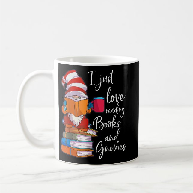 Gnome  Women Girls Book Lover Reading Club Gnome L Coffee Mug (Left)