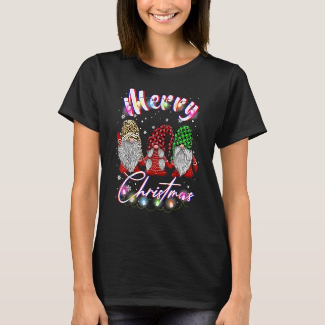 Gnome Xmas Pajamas Garden Merry Christmas Matching T-Shirt (Front)