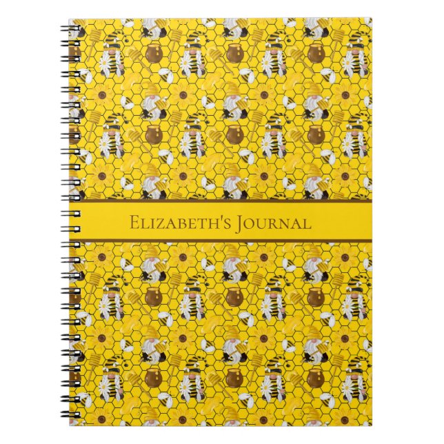 Gnome Yellow Sunflower Bees Honey Journal Notebook (Front)