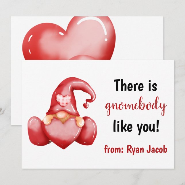 Gnomebody Like You Cute Love Valentine Day Holiday Card (Front/Back)