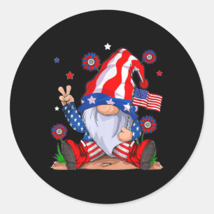Gnomes 4th Of July Patriotic Gnome Funny American  Classic Round Sticker