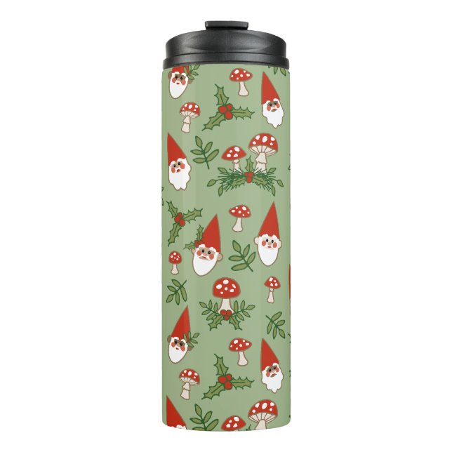 Gnomes and Mushrooms on Celadon Thermal Tumbler (Front)
