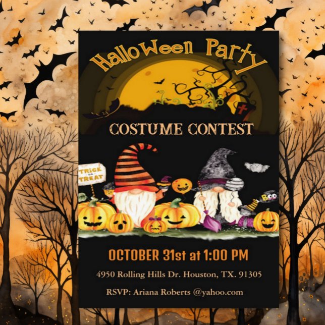 Gnomes And Pumpkins Halloween Costume Party  Invitation (Creator Uploaded)