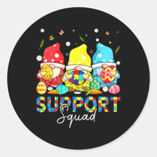 Gnomes Autism Awareness Shirts Support Squad Easte Classic Round Sticker