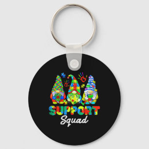 Gnomes Autism Awareness Support Squad Blue Ribbon Key Ring