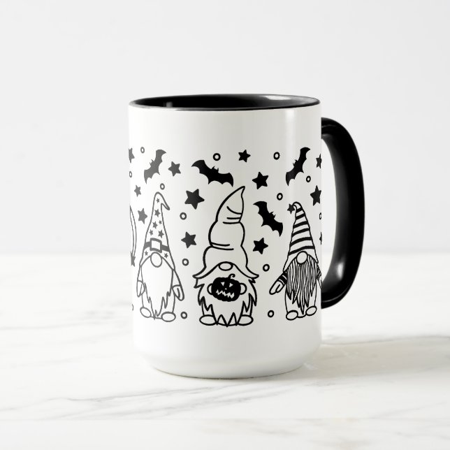Gnomes Bats Bumkins Halloween Illustration Mug (Front Right)