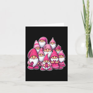 Gnomes Breast Cancer Awareness Ribbon Women’s Girl Card