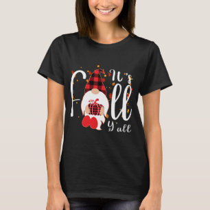 Gnomes Buffalo Red Plaid Pumpkin It's Fall Y'all C T-Shirt