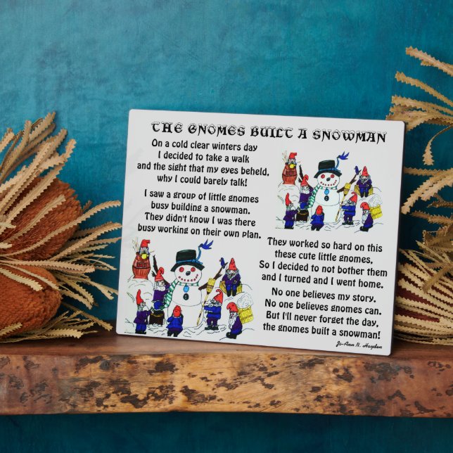 GNOMES BUILD SNOWMAN    PLAQUE (Side)
