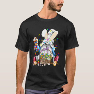 Gnomes Bunny Eggs Puzzle Ribbon Autism Awareness E T-Shirt