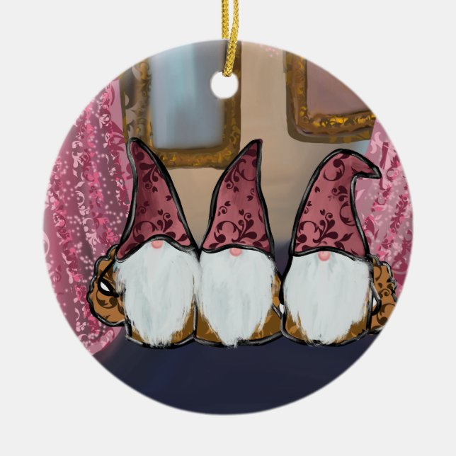  GNOMES         CERAMIC TREE DECORATION (Front)