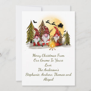 Gnomes Christmas Card Rustic Woodland Whimsical