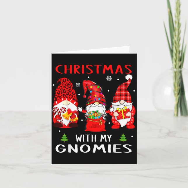Gnomes Christmas Family Leopard Funny Plaid Men Wo Card (Front)