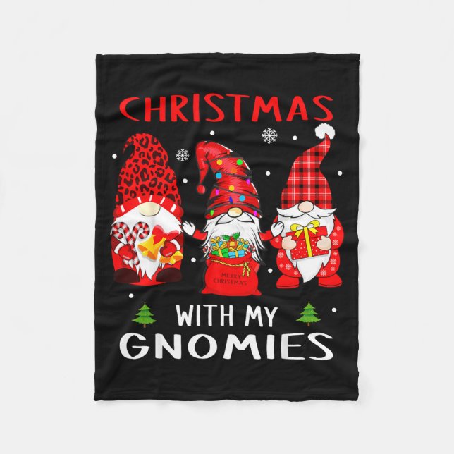 Gnomes Christmas Family Leopard Funny Plaid Men Wo Fleece Blanket (Front)