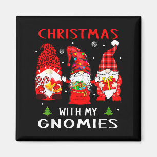 Gnomes Christmas Family Leopard Funny Plaid Men Wo Magnet