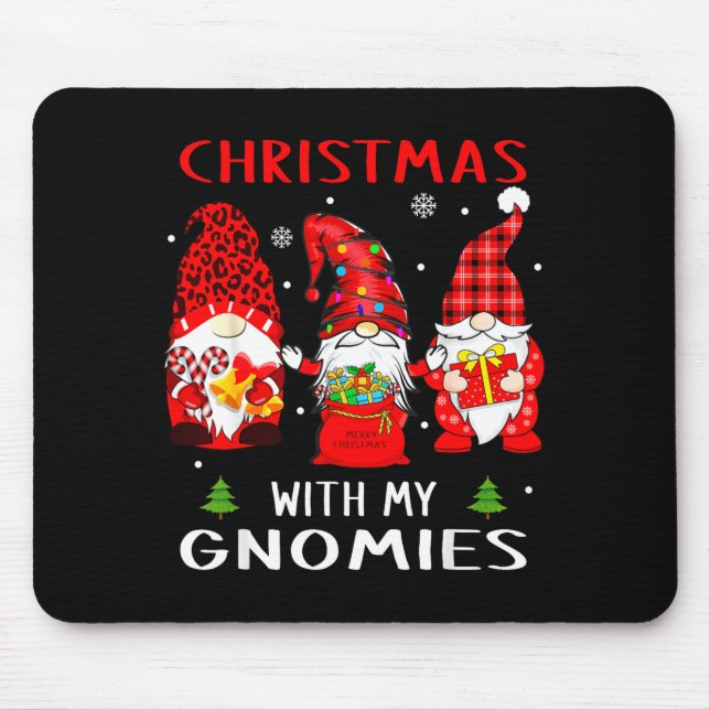 Gnomes Christmas Family Leopard Funny Plaid Men Wo Mouse Mat (Front)