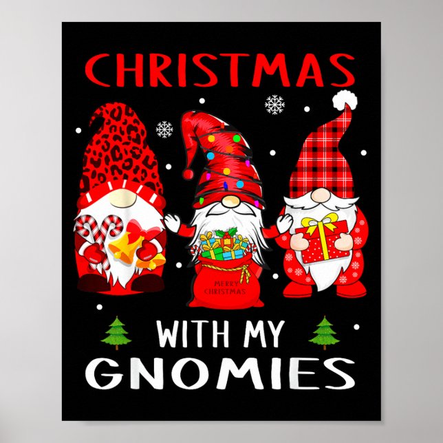 Gnomes Christmas Family Leopard Funny Plaid Men Wo Poster (Front)