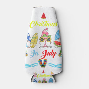 Gnomes Christmas In July Summer Funny Bottle Cooler