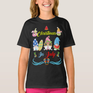 Gnomes Christmas In July Summer Funny T-Shirt