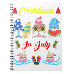 Gnomes Christmas In July Summer Notebook