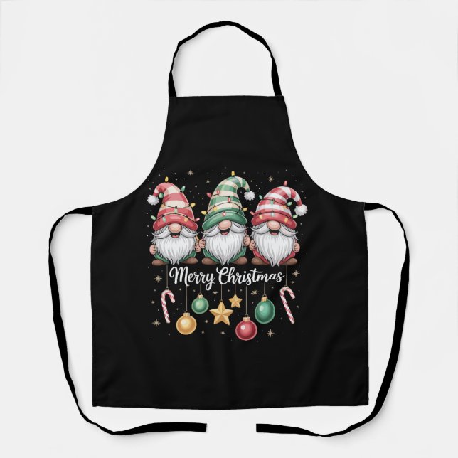 Gnomes Christmas Light Family Gnome Xmas Matching  Apron (Front)