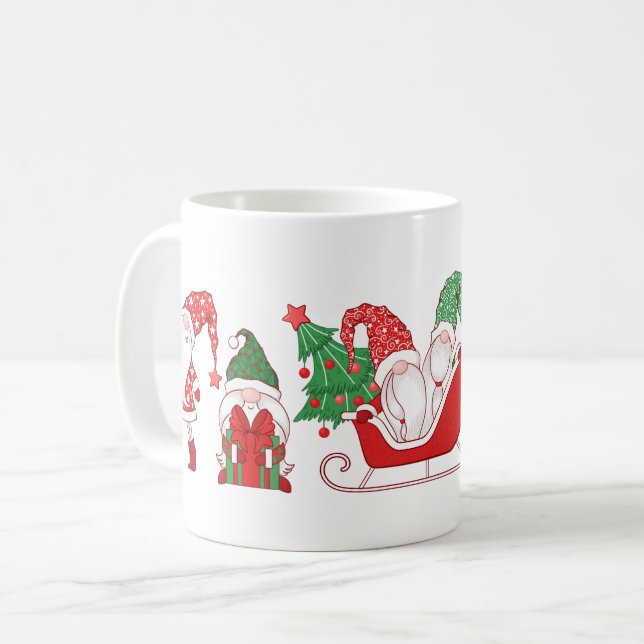 Gnomes Christmas Parade Sleigh & Gifts Coffee Mug (Front Left)