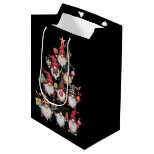 Gnomes Christmas Tree Funny Xmas Holidays Medium Gift Bag