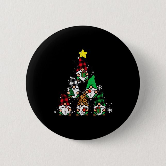 Gnomes Christmas Tree Funny Xmas Holidays Men Wome 6 Cm Round Badge (Front)