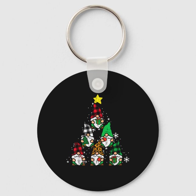 Gnomes Christmas Tree Funny Xmas Holidays Men Wome Key Ring (Front)