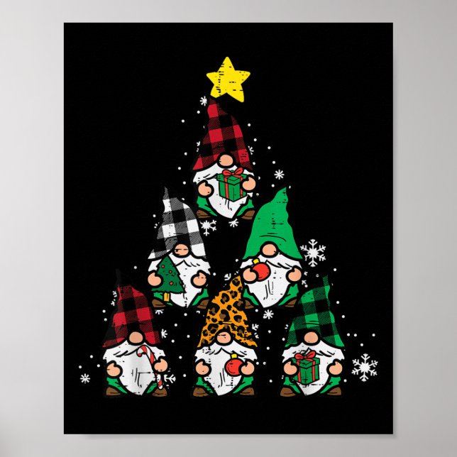Gnomes Christmas Tree Funny Xmas Holidays Men Wome Poster (Front)