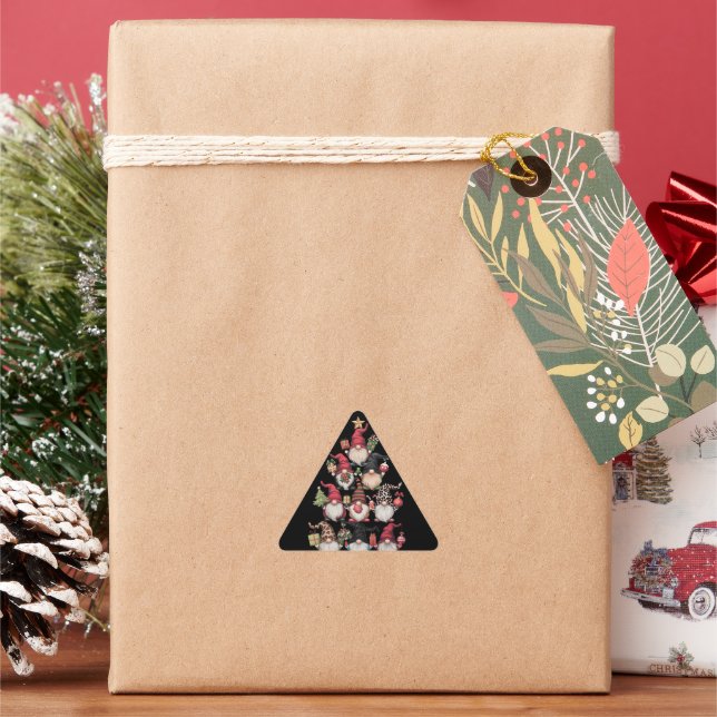 Gnomes Christmas Tree Funny Xmas Holidays Triangle Sticker (Holiday)