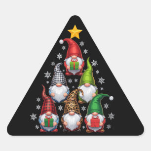 Gnomes Christmas Tree Funny Xmas Holidays  Triangle Sticker