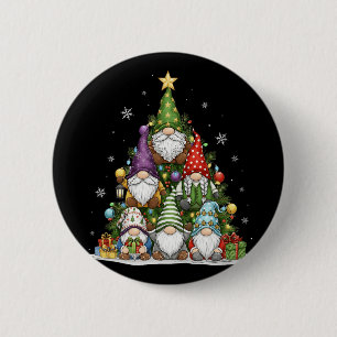 Gnomes Christmas Tree Lights Funny Xmas Holiday Bo 6 Cm Round Badge