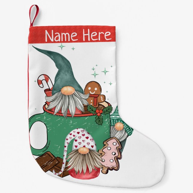Gnomes & Cocoa Small Christmas Stocking (Front)