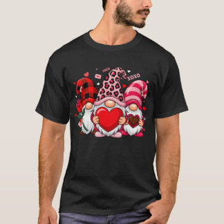 Gnomes Crew Valentines Day Buffalo Leopard Heart  T-Shirt