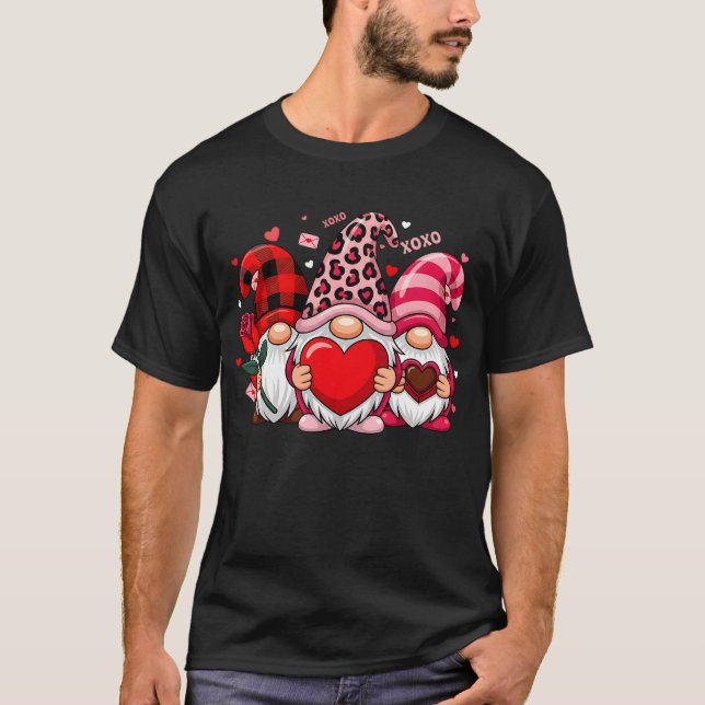Gnomes Crew Valentines Day Buffalo Leopard Heart  T-Shirt (Front)