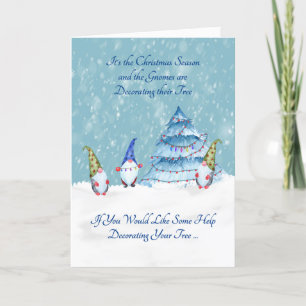 Gnomes Decorating their Christmas Tree Holiday Card