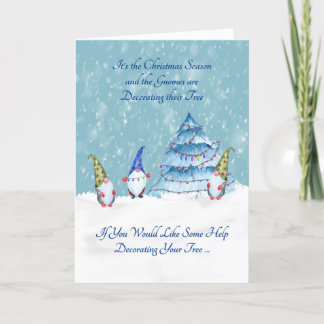 Gnomes Decorating their Christmas Tree Holiday Card