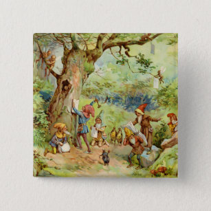 Gnomes, Elves and Fairies in the Magical Forest 15 Cm Square Badge