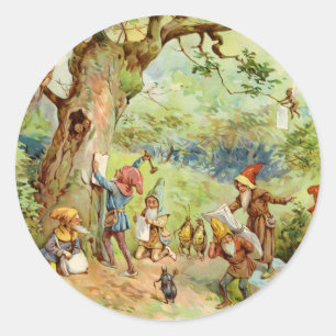 Gnomes, Elves and Fairies in the Magical Forest Classic Round Sticker