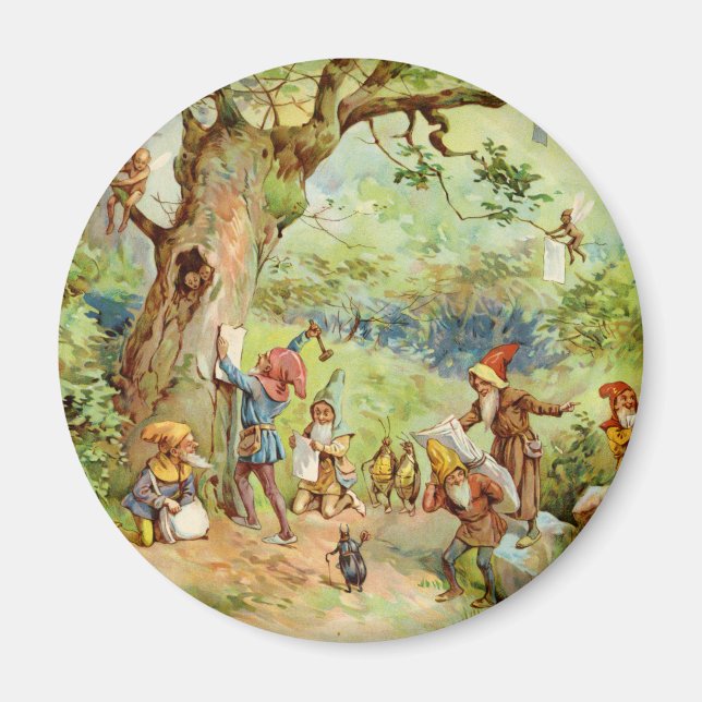 Gnomes, Elves and Fairies in the Magical Forest Magnet (Front)