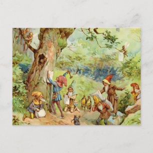 Gnomes, Elves and Fairies in the Magical Forest Postcard